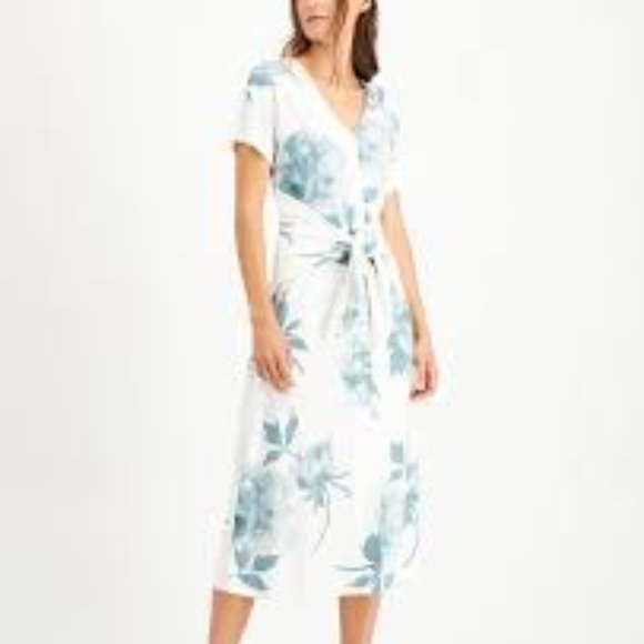 ALFANI FLORAL PRINT TIE FRONT DRESS - Picture 1 of 9